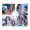 Trådlösa bluetooth hörlurar med kattöron och led-belysning - fm radio & mp3