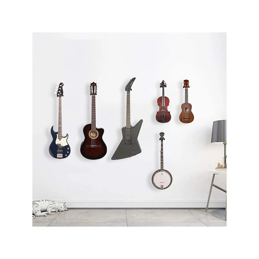 Väggmonterad gitarrhållare – justerbart väggfäste med mjuka armar för gitarr, bas & ukulele - bild 3