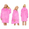 Varm oversize filt-sweatshirt xxl 2-i-1 – mjuk rosa fleece med huva, ficka och vadderad insida för maximal mysfaktor