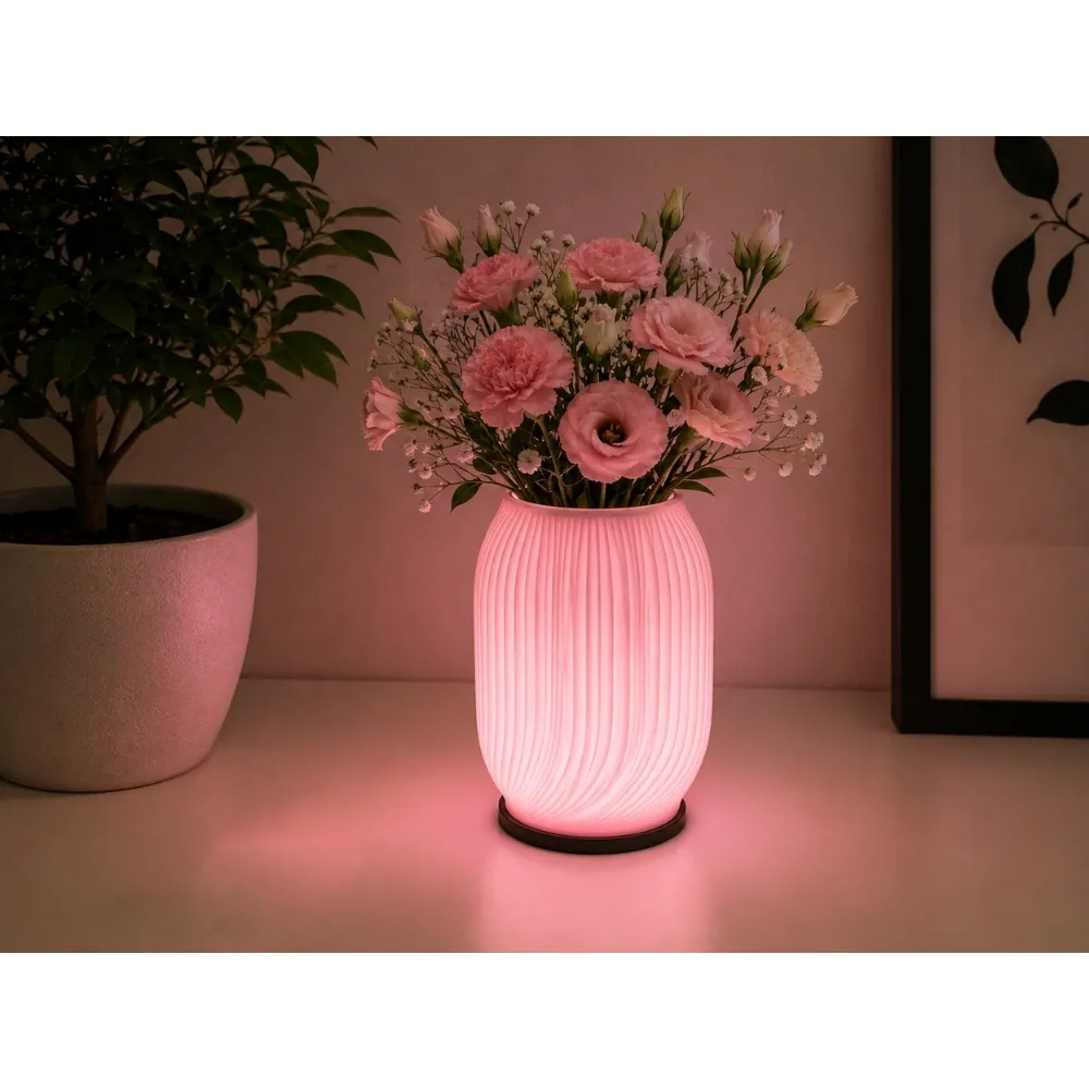 Vas med rgb belysning – räfflad led dekoration med fjärrkontroll - bild 3