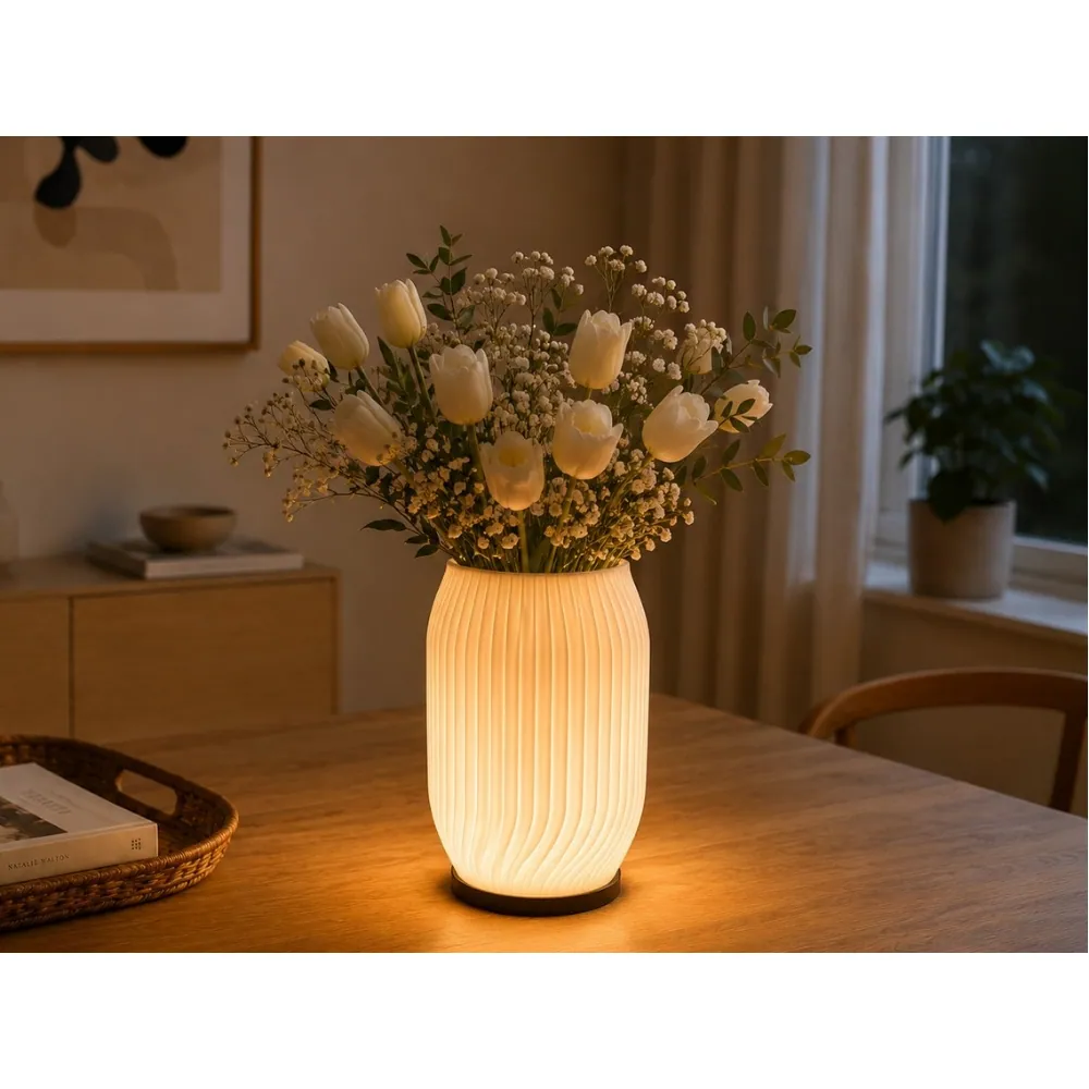 Vas med rgb belysning – räfflad led dekoration med fjärrkontroll - bild 6
