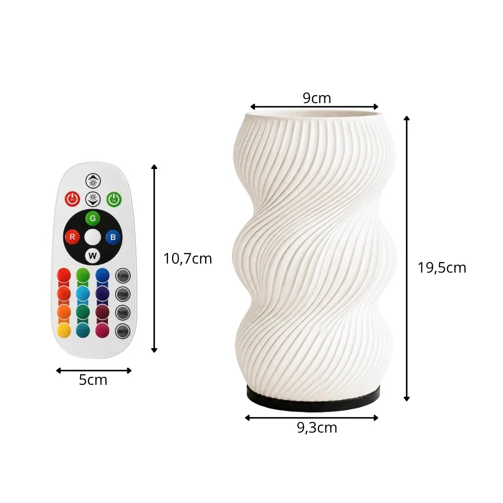 Vas med rgb belysning – timglasformad led dekoration med fjärrkontroll - bild 3