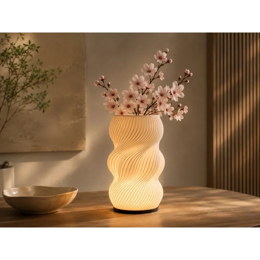 Vas med rgb belysning – timglasformad led dekoration med fjärrkontroll - bild 6