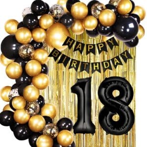 Ballonggirlang XXL Svart och Guld – 31 Delar för 18-årsfest