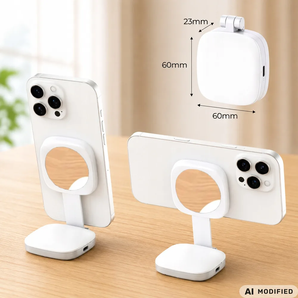 Led lampa med spegel – magnetisk magsafe mobilbelysning - bild 4
