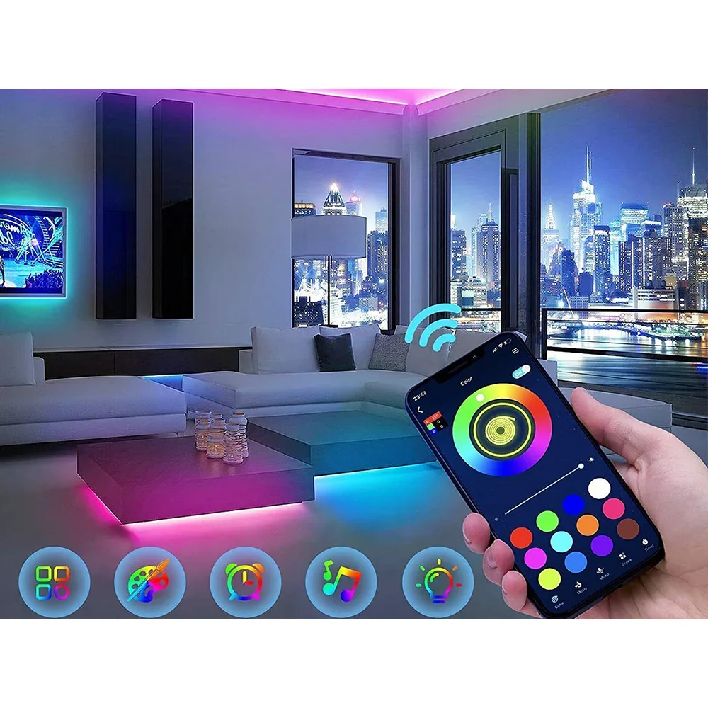 Led strip rgb 5m vattentät med bluetooth, app och fjärrkontroll - bild 7