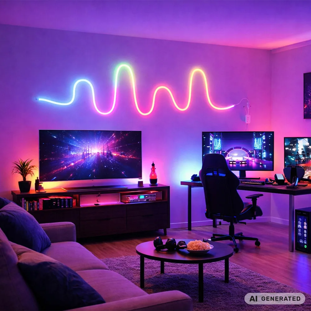 Neon led strip rgb 5m vattentät med bluetooth och app - bild 2