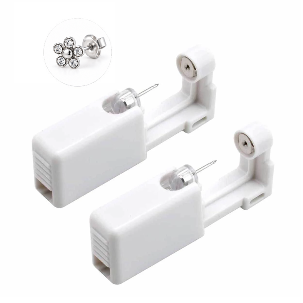 Öronhåltagningskit med kristallblomma – silver, 6 mm, 2-pack