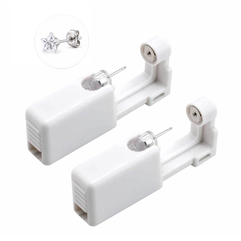 Öronhåltagningskit med 5 mm kristallstjärna – silverfärgat, 2-pack