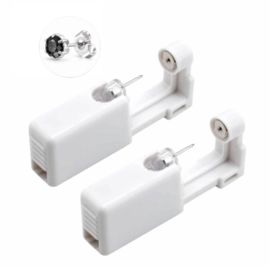 Öronhåltagningskit med svart 5 mm kristall – silver, 2-pack