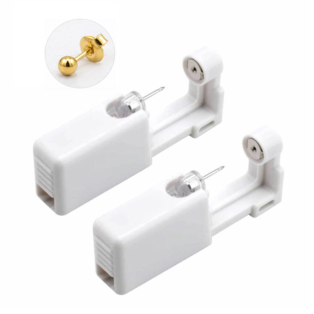 Piercingverktyg för öronhåltagning – 3 mm rund kula, guld, 2-pack