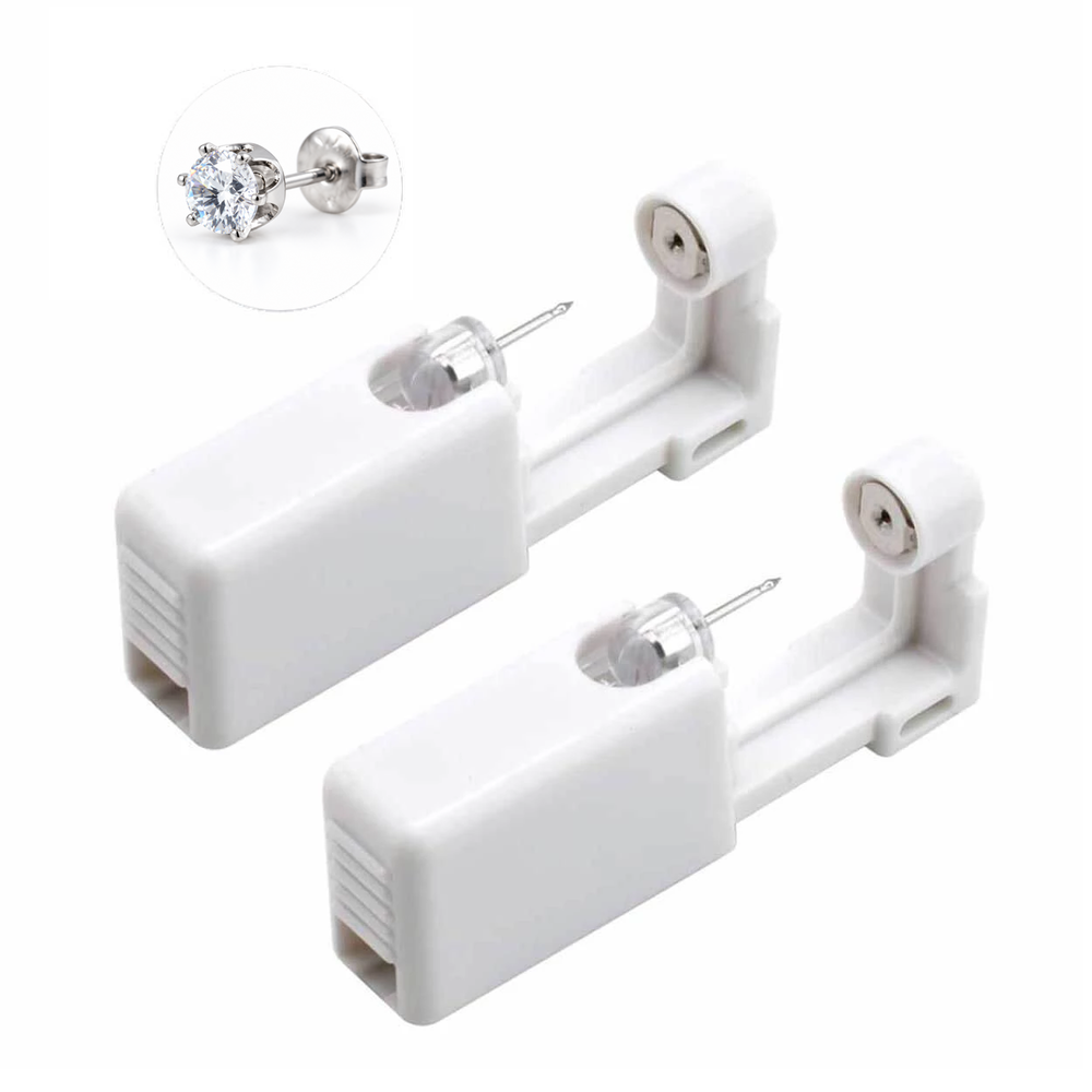 Piercingverktyg för öronhåltagning med kristall – silver, 5 mm, 2-pack