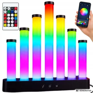 RGB LED Golvlampa med 7 Ljusstavar, Musiksynk och App
