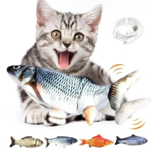 Kattleksak Plyschfisk 30 cm med Kattmynta – USB, Rörelseaktiverad