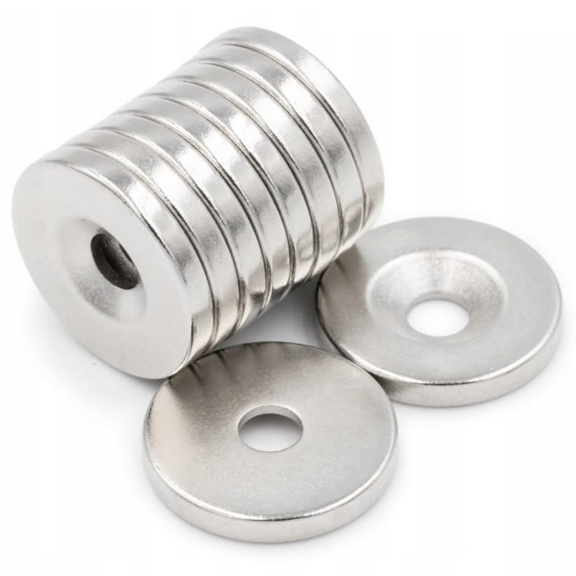 Neodymmagneter 12x3 mm med Skruvhål 10-Pack