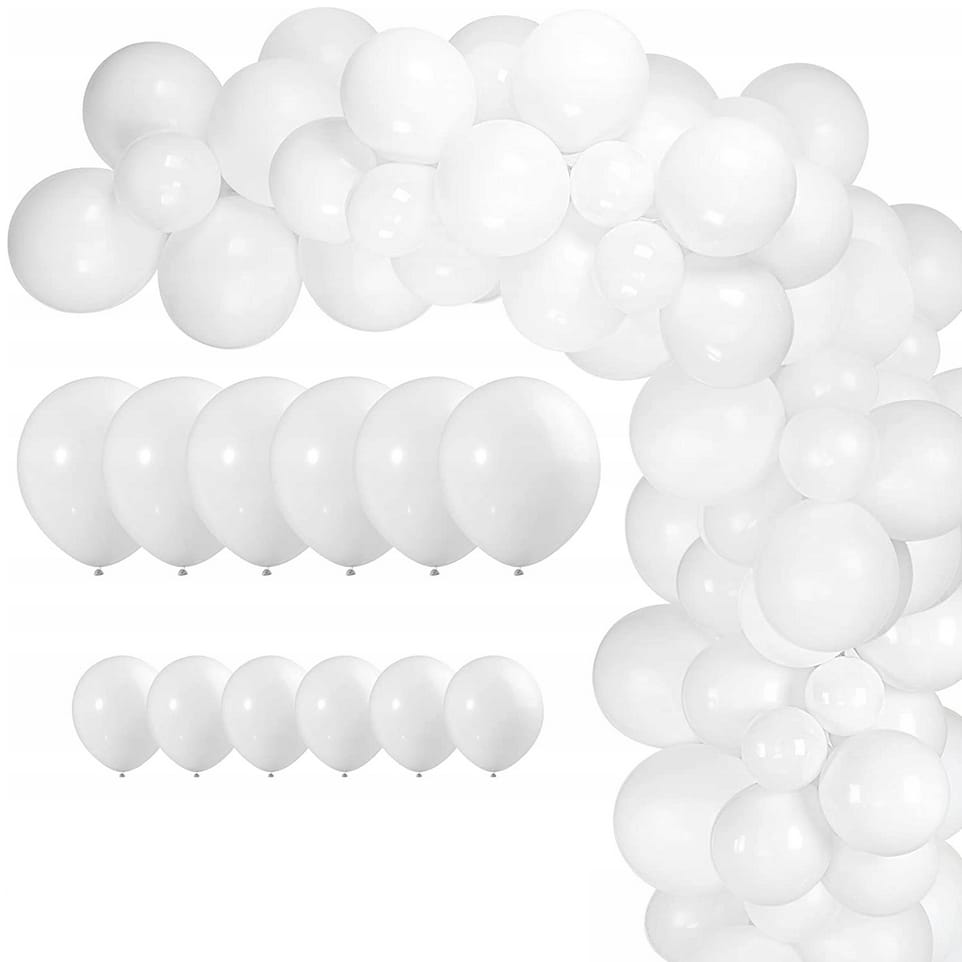 100 Vita Pastellballonger 35 cm – Dop, Bröllop och Fest