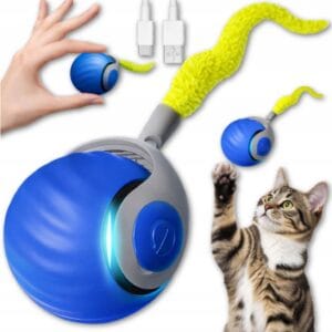 Interaktiv Kattleksak Boll med Svans – LED och Vibration