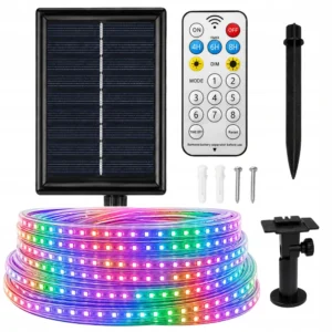 Solcell LED Strip 10m IP65 Vattentät med Fjärrkontroll