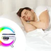 3-i-1 trådlös laddare med rgb lampa, digital väckarklocka och termometer