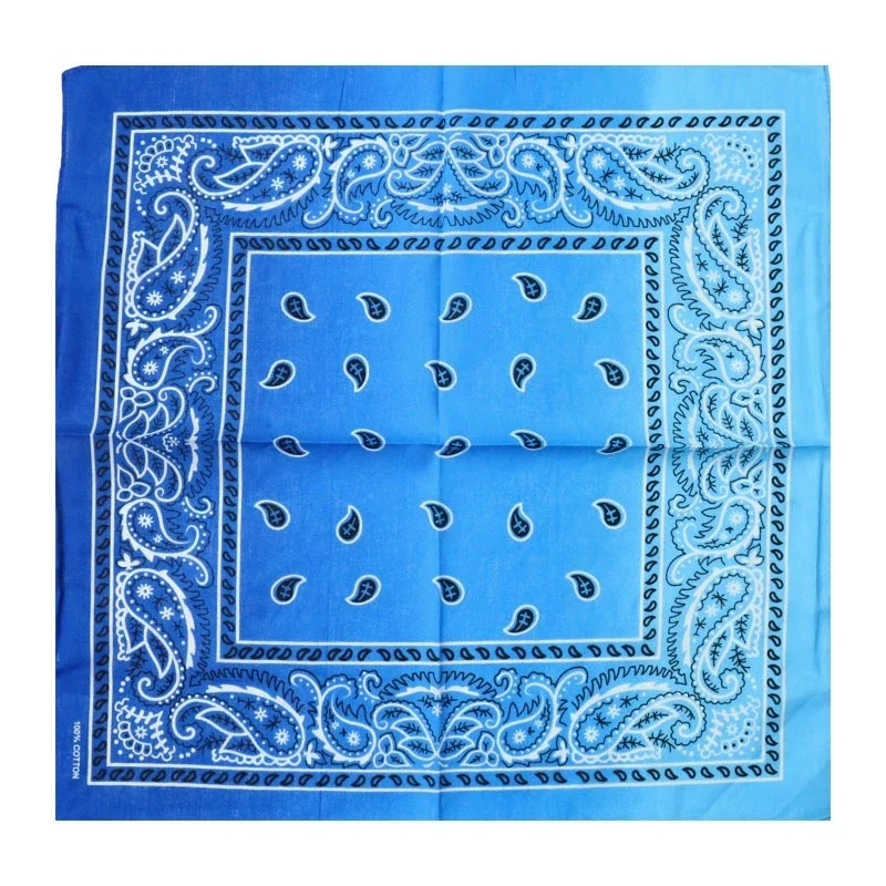 Bandana Färgskiftande 55 cm – Blå Paisley Huvudduk Scarf i Bomull