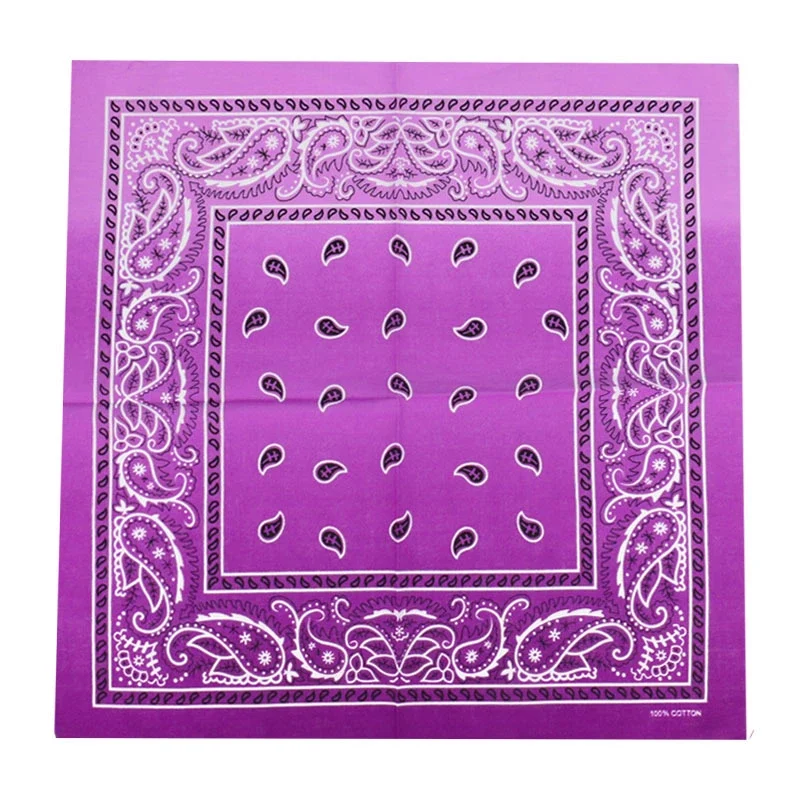 Bandana Färgskiftande 55 cm – Lila Paisley Huvudduk Scarf i Bomull