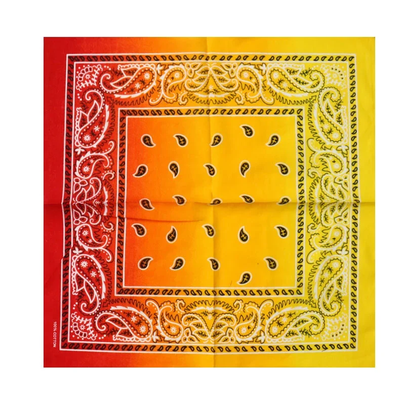 Bandana Färgskiftande 55 cm – Orange & Gul Paisley Huvudduk Scarf i Bomull