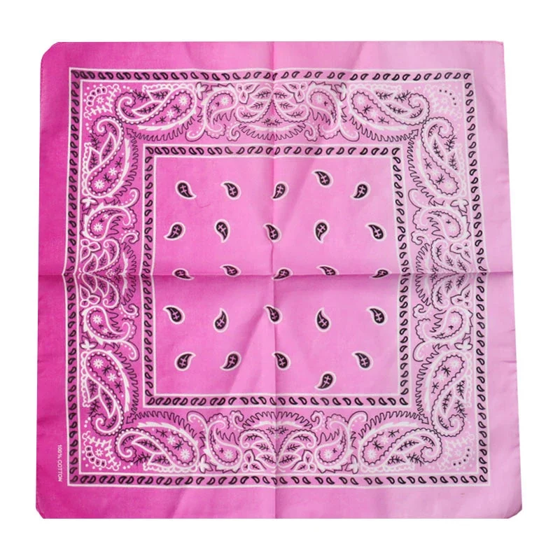 Bandana Färgskiftande 55 cm – Rosa Paisley Huvudduk Scarf i Bomull