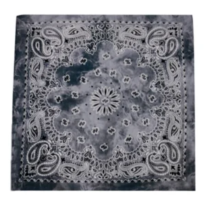 Bandana Tie Dye 55 cm – Grå Paisley Huvudduk Scarf i Bomull