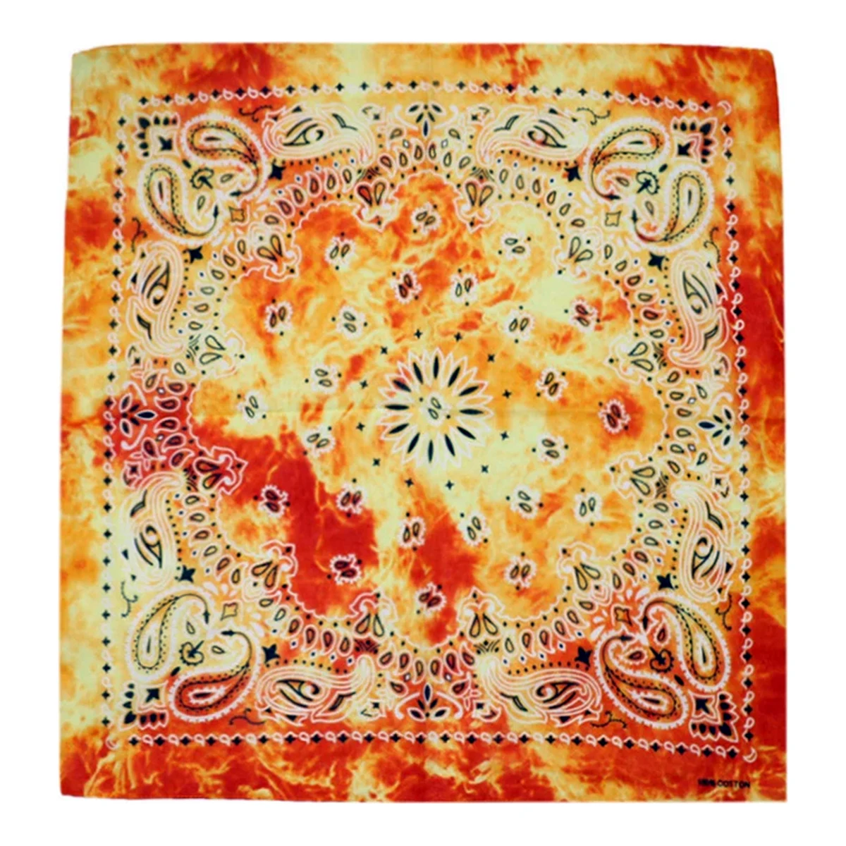 Bandana Tie Dye 55 cm – Ljusorange Paisley Huvudduk Scarf i Bomull