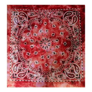 Bandana Tie Dye 55 cm – Röd Paisley Huvudduk Scarf i Bomull