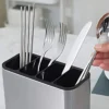 Bestickställ i rostfritt stål med 4 fack och avrinning