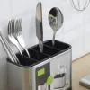 Bestickställ i rostfritt stål med 4 fack och avrinning