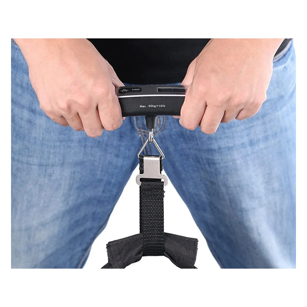 Digital bagagevåg 50 kg med rem, termometer och blå display