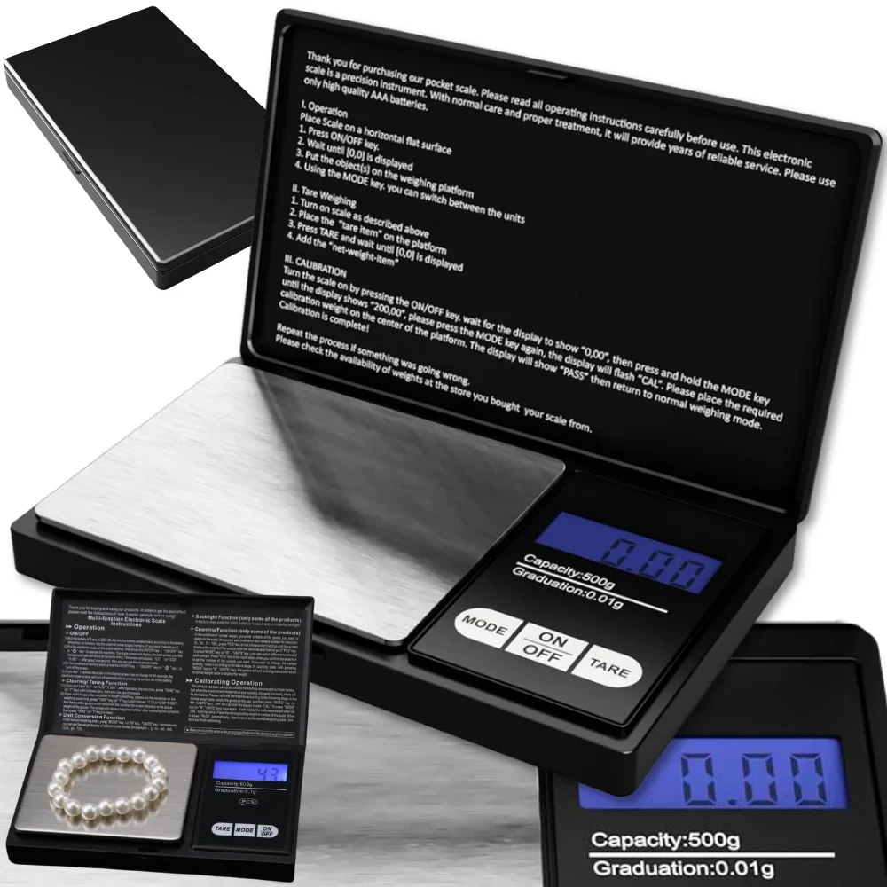 Digital Fickvåg 500 g / 0,1 g med Lock – Precisionsvåg för Smycken och Hobby