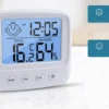 Digital termometer & hygrometer med klocka – inomhus väderstation med alarm