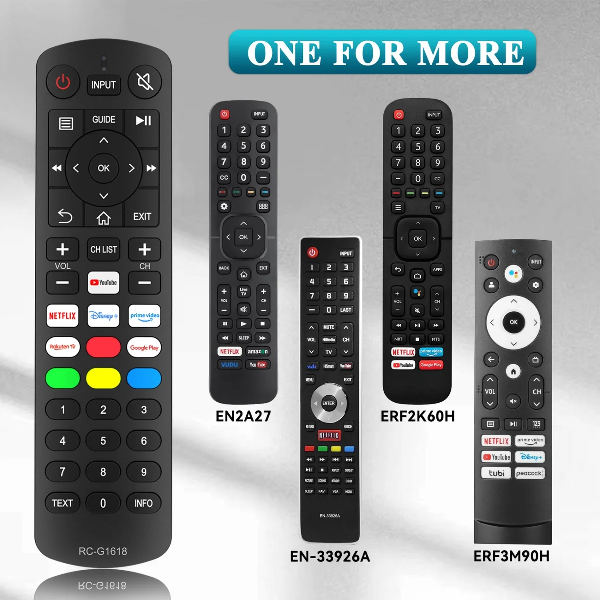 Fjärrkontroll för hisense smart tv – rc-g1618 universal ersättning utan inställning
