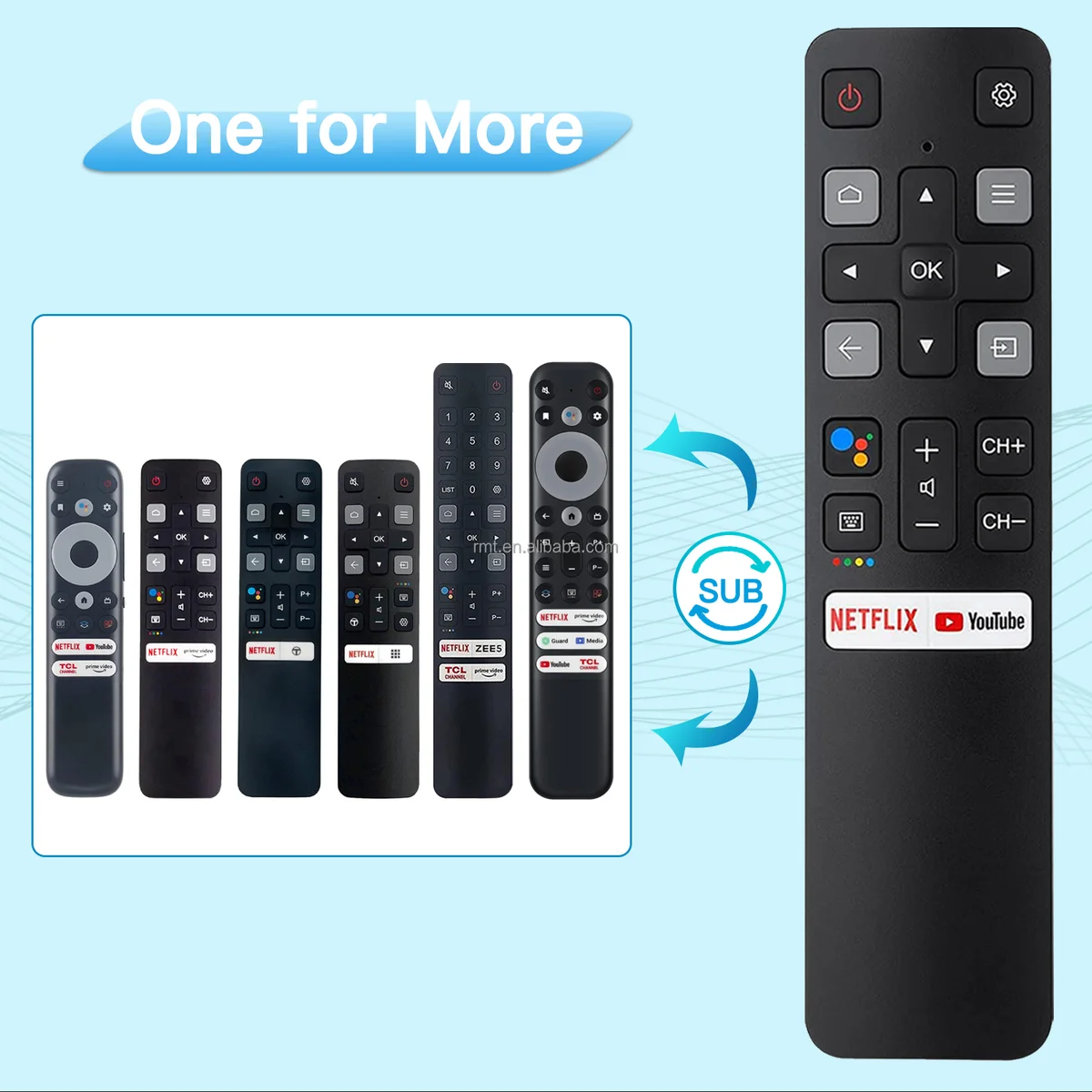 Fjärrkontroll för tcl android smart tv 4k – rc802v fnr1 ersättning (utan röststyrning)