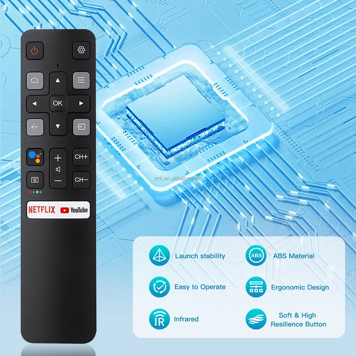 Fjärrkontroll för tcl android smart tv 4k – rc802v fnr1 ersättning (utan röststyrning)