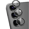 Galaxy S24 Linsskydd Kameraskydd Härdat Glas med Metallring Titangrå