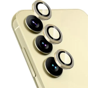 Galaxy S24 Plus Linsskydd Kameraskydd Härdat Glas med Metallring Guld