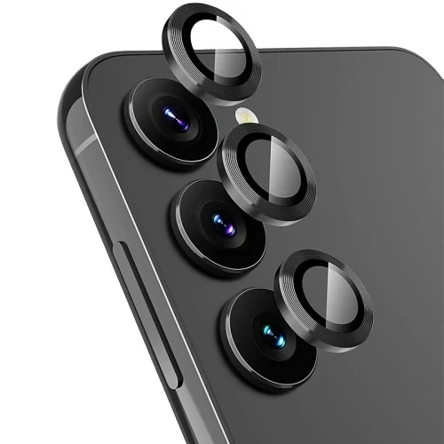 Galaxy s24 plus linsskydd kameraskydd härdat glas med metallring svart