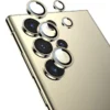Galaxy S24 Ultra Linsskydd Kameraskydd Härdat Glas med Metallring Guld
