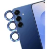 Galaxy S25 Plus Linsskydd Kameraskydd Härdat Glas med Metallring Mörkblå