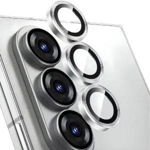 Galaxy Z Fold 6 Linsskydd Kameraskydd Härdat Glas med Metallring Silver