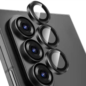 Galaxy Z Fold 6 Linsskydd Kameraskydd Härdat Glas med Metallring Svart
