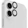 iPhone 16 / 16 Plus Linsskydd Kameraskydd Härdat Glas med Metallring Silver