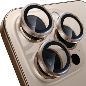 iPhone 16 Pro / 16 Pro Max Linsskydd Kameraskydd Härdat Glas med Metallring Brun