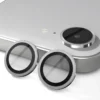 iPhone 16e Linsskydd Kameraskydd Härdat Glas med Metallring Silver