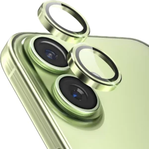 iPhone 17 Linsskydd Kameraskydd Härdat Glas med Metallring Grön