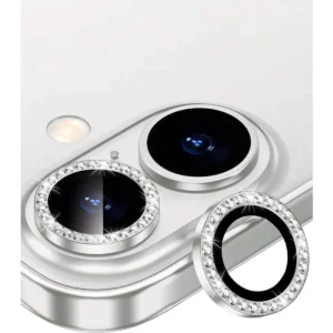 iPhone 17 Linsskydd Kameraskydd Härdat Glas med Strassring Silver